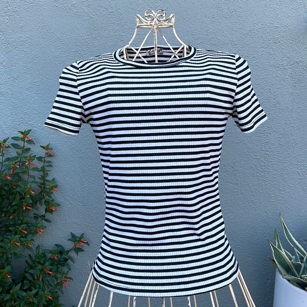Free People Striped Ribbed Top